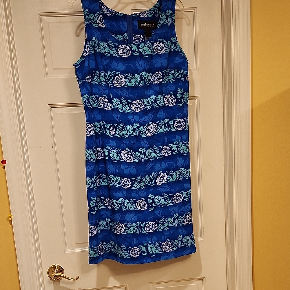 Sag Harbar Blue Floral Midi Dress